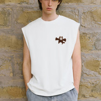 URBAN REVIVO 男装基础休闲刺绣图案棉质坎肩背心UML440095