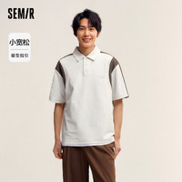 Semir 森马 POLO衫男2024夏季新款撞色拼接落肩短袖上衣小宽松轻熟风男装