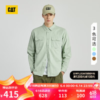 CAT 卡特彼勒 卡特24春男士休闲棉感logo印花设计水洗风格衬衫 嫩绿色 XL