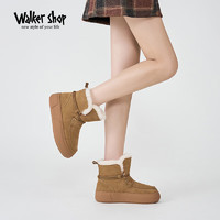Walker Shop 奥卡索 雪地靴女冬季加绒短筒靴子女保暖女靴X135582 驼色 38