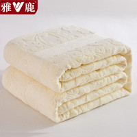 雅鹿纯棉夏季办公居家午睡毛毯单双人宿舍家用毛巾被可水洗盖毯薄被子 欧雅米白【全棉提花 柔顺亲肤】 150*200cm【单盖毯】