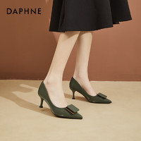 DAPHNE 达芙妮 高跟鞋女尖头细跟浅口气质单鞋女时尚增高时装鞋子 绿色 36