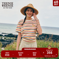 Teenie Weenie小熊女装2024夏装时髦条纹撞色短袖T恤上衣内搭 条纹 160/S