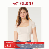 HOLLISTER24春夏美式辣妹鱼骨修身正肩短袖T恤 女 KI339-4088 奶油色 L (165/100A)