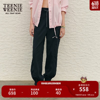 Teenie Weenie【防晒】小熊女装2024工装风束脚休闲裤轻薄裤子 黑色 160/S