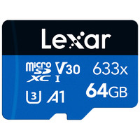 Lexar 雷克沙 tf卡 4K运动相机无人机内存卡gopro手机存储卡MicroSD卡 64G 633x 读100MB 写20MB