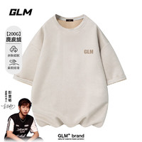 GLM 短袖T恤男士夏季休闲时尚个性美式潮流麂皮韩版百搭五分袖