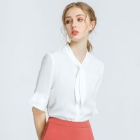 白色衬衫女短袖夏季2024新款设计感小众韩版通勤百搭气质雪纺上衣