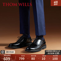 THOM WILLS 德比鞋英伦风男士商务正装皮鞋素面夏季舒适透气真皮男鞋 黑色亮皮D411-1 5.5 /37码