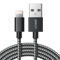 Anker 安克 A1853 MFi认证 Lightning 3A 数据线 尼龙编织 1.8m 黑色