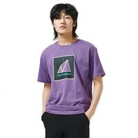 NB奥莱男款logo夏季运动短袖休闲透气紫色圆领T恤