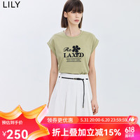 丽丽 LILY2024夏新款女装美式复古洋气撞色休闲百搭无袖T恤马甲上衣女 304黄绿 M