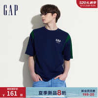 Gap男女装2024夏季重磅logo拼色旗语短袖T恤宽松上衣465626 海军蓝 175/96A(L) 亚洲尺码