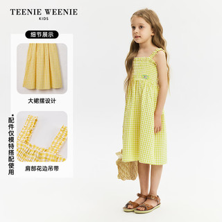 Teenie Weenie Kids小熊童装24夏季女童纯棉吊带收腰连衣裙 黄色 140cm