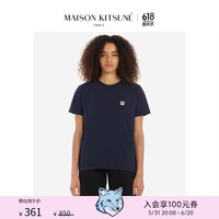 Maison Kitsune女款 春夏经典狐狸头刺绣圆领短袖T恤衫 P480【藏青色】 L