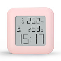 Compas 康巴丝 多功能磁吸闹钟厨房桌面时钟温湿度显示迷你学生闹钟HX-2106 粉色