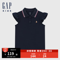 Gap 盖璞 女童2024夏季小飞袖polo领无袖T恤可爱儿童装上衣568950 海军蓝 110cm (4-5岁) 亚洲尺码