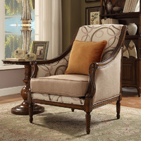 威灵顿 美式布艺沙发椅单人老虎椅简约复古欧式客厅休闲椅Y602-5