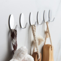 茶花 CHAHUA挂钩 不锈钢挂钩贴 浴室粘钩 厨房挂钩 免打孔衣帽钩 12只 不锈钢中号12只