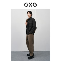 GXG 男装 2024年春季微皱暗方格衬衫含羊毛通勤西裤日常休闲套装