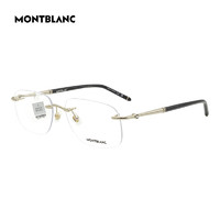 万宝龙（MONTBLANC）无框近视眼镜框架MB0071O 003+依视路钻晶膜岩1.60镜片 003黑金腿