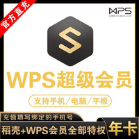WPS 金山软件 超级会员基础版一年12个月共365天官方正版含稻壳pdf转word翻译验证充值 WPS年卡超级