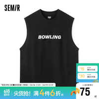 森马(Semir)背心男2024夏季简约运动风印花上衣oversize针织内搭109324102102 黑色90001 L