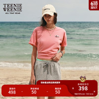 Teenie Weenie【凉感防晒】小熊2024夏装多巴胺短袖T恤上衣女 粉色 160/S