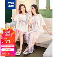 唐狮 TONLION2024夏季女可外穿家居服猫咪卡通短袖长裤套装TB 短袖短裤套装 S