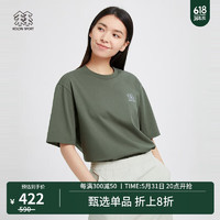 KOLON SPORT 可隆男女同款短袖T恤亲肤舒适户外休闲内搭 军绿色KH 175/L