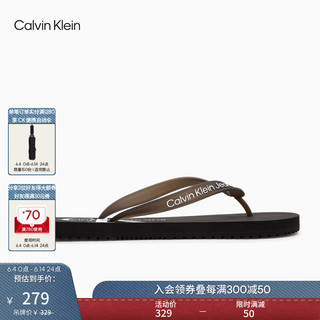 Calvin KleinJeans【父亲节】男士简约ck字母印花泳池人字拖凉鞋YM00838 BDS-太空黑 42