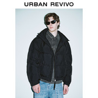 UR秋冬新款男装时尚超宽松百搭保暖抽绳连帽羽绒服UML130008 黑色