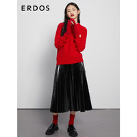 ERDOS 秋冬装饰纯羊绒女针织手套 帝国红 24X8.5