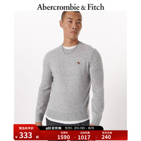 ABERCROMBIE & FITCH男装 美式小麋鹿保暖毛衣圆领柔软羊绒针织衫 321960-1 浅麻灰色 XXL (185/124A)