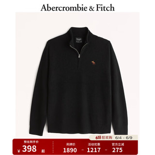 ABERCROMBIE & FITCH男装 美式复古小麋鹿商务保暖柔软羊绒毛衣针织衫 321945-1 黑色 L (180/108A)