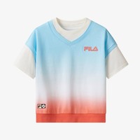 FILA 斐乐 女中大童（130-165）T恤女童休闲宽松渐变透气针织短袖衫