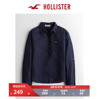 HOLLISTER春夏辣妹风LOGO套头纽扣宽松垂感衬衫上衣 女 308185-1 海军蓝 M