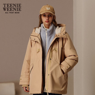 Teenie Weenie小熊秋冬宽松舒适休闲棉服韩版女休闲简约 卡其色 170/L