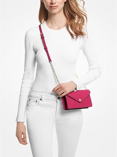 Small Saffiano Leather Envelope Crossbody Bag