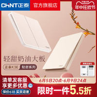 CHNT 正泰 K3E哑光开关插座磨砂面板86型墙壁暗装家用五孔16a雅致白