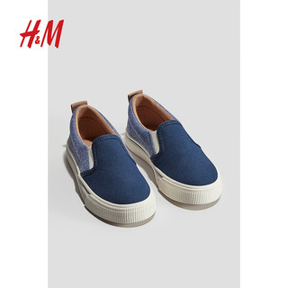 H&M童鞋2024夏季休闲舒适Ben Slipon 运动鞋帆布鞋1218994 蓝色 32码