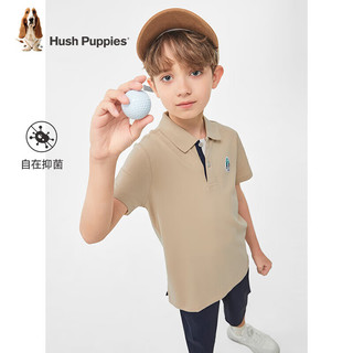 暇步士（Hush Puppies）童装男童2024夏季短袖POLO衫轻薄舒适百搭短袖 青黛绿 170cm