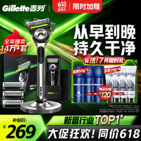 京东百亿补贴、PLUS会员：Gillette 吉列 极光手动剃须刀 1刀架+4刀头+1底座（赠剃须泡沫剃须膏啫喱50g*3+洗面奶20g*2）