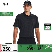 安德玛 UNDERARMOUR）春夏Performance 3.0男子条纹高尔夫运动Polo衫1377376 黑色001 XL