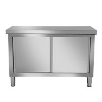 TYXKJ 304不锈钢加厚推拉门工作台厨房柜厨桌子商用置物柜打荷案板   304组装款长80宽50高80单通