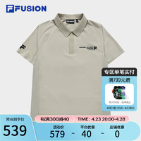 FILA FUSION斐乐潮牌男子针织短袖POLO衫2024夏时尚拼接上衣 藊豆灰-BG 165/88A/S