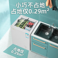 Midea 美的 冰柜小型卧式电冰箱 100升 双层钢化玻璃MS-100LGE