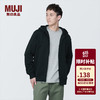 MUJI 無印良品 无印良品（MUJI）男式 毛圈棉 拉链连帽衫 男士男生宽松卫衣 潮流 黑色 XL(180/104A)