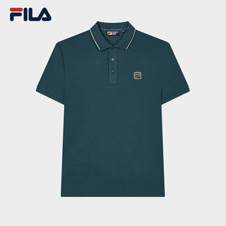 FILA 斐乐男子针织短袖POLO衫2024夏季时尚休闲基础上衣 万山翠-DG 190/108A/XXXL