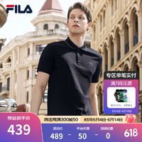 FILA 斐乐男子针织短袖POLO衫2024夏季时尚休闲基础上衣 传奇蓝-NV 190/112B/XXXXL